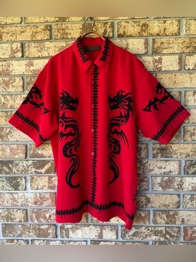 Men’s Vintage Dragonfly Roadhouse Shirt Size XL "Dragon Bones" Excellent!